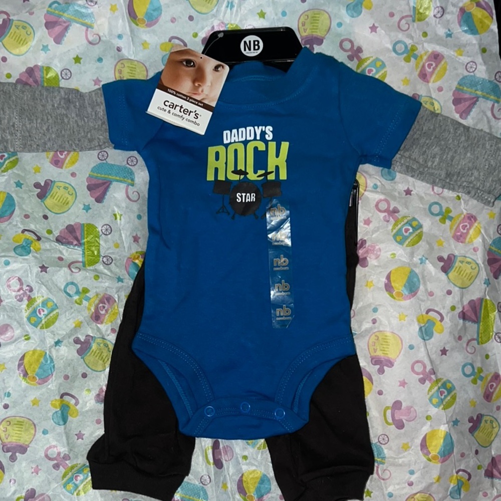 Carter's Blue and Gray Rock Star Baby One Piece